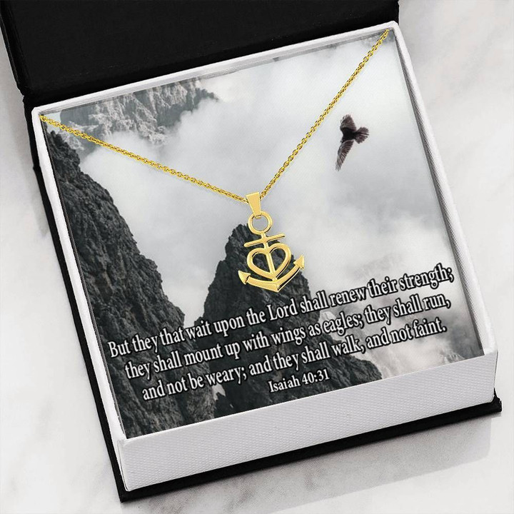 Wait Upon The Lord Religious Anchor Necklace Gift For Women