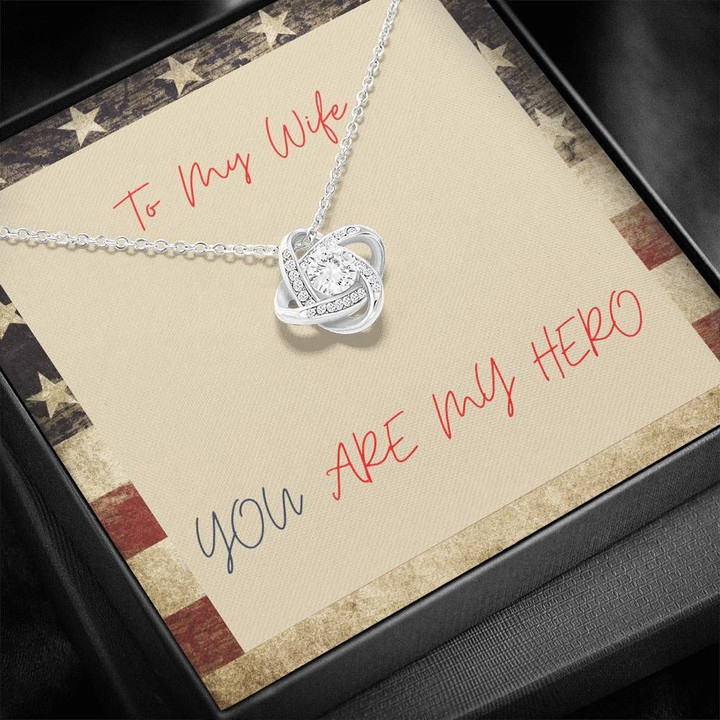 You Are My Hero USA Flag Gift For Wife Love Knot Necklace