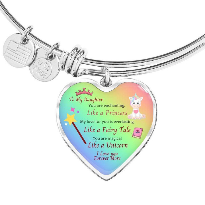 You Are Magical Like A Unicorn Gift For Daughter Heart Pendant Bracelet Bangle