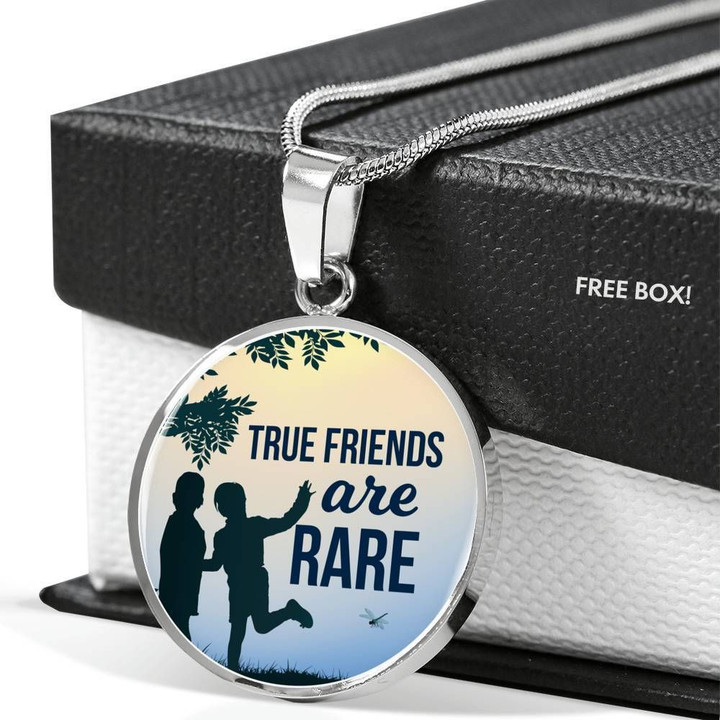 True Friends Are Rare Circle Pendant Necklace Gift For Friend