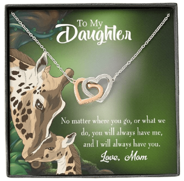 Interlocking Hearts Necklace Giraffe Mom Gift For Daughter Will Always Have You
