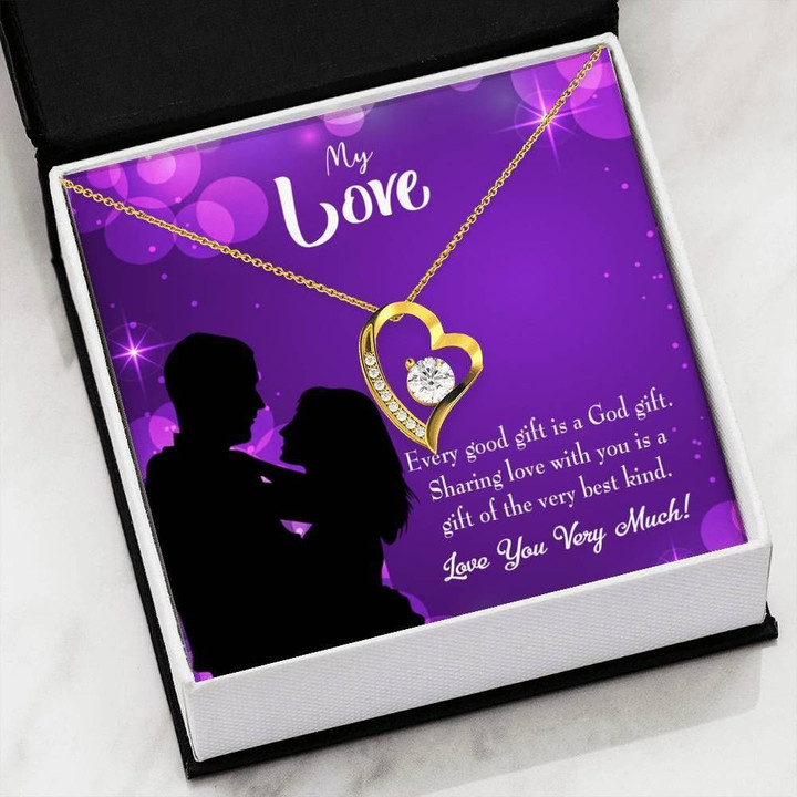 Sharing Love With You 18K Gold Forever Love Necklace Gift For Hers Forever Love Necklace Forever Love Necklace