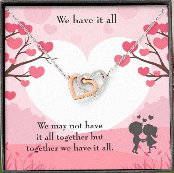 We Have It All Gift For Her Interlocking Hearts Necklace With Mahogany Style Gift Box