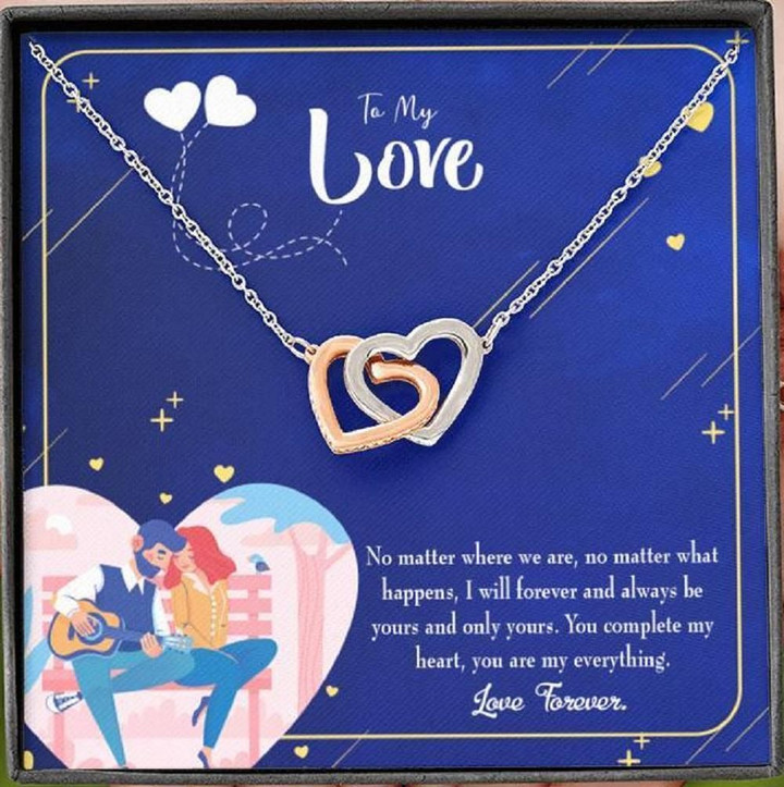 No Matter Where We Are Interlocking Hearts Necklace Gift For Hers