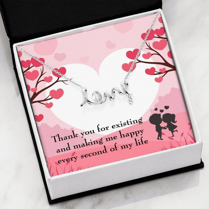 Thank For Making Me Happy Scripted Love Necklace Gift For Hers