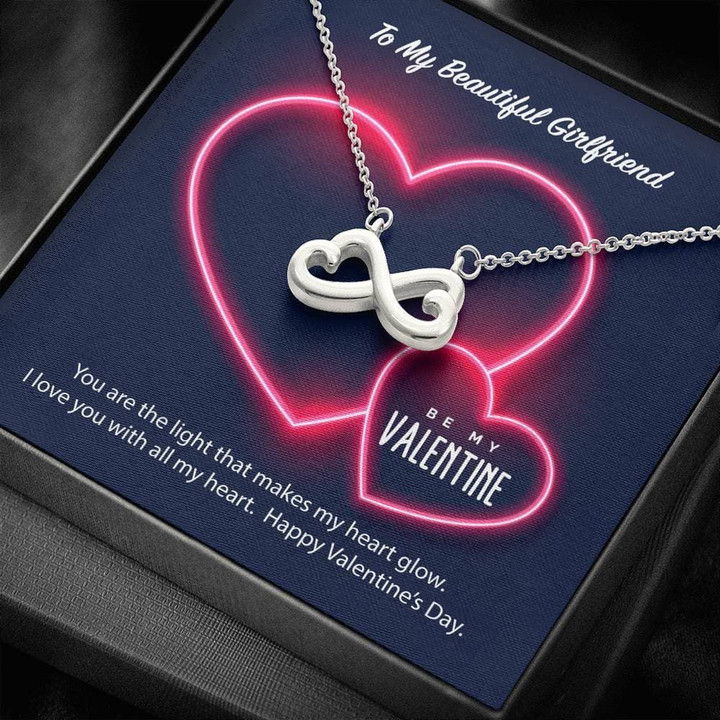 To My Girlfriend Be My Valentine Infinity Heart Necklace