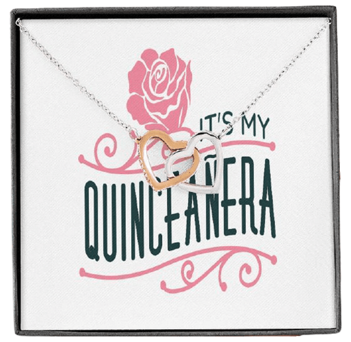 It's My Quinceañera Birthday Interlocking Hearts Necklace Gift For Women