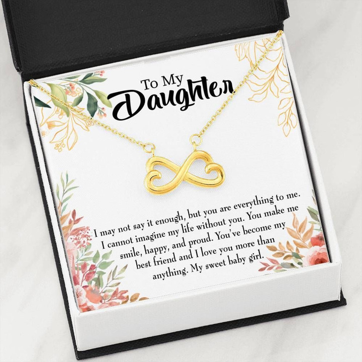 To My Daughter My Sweet Baby Girl Infinity Heart Necklace