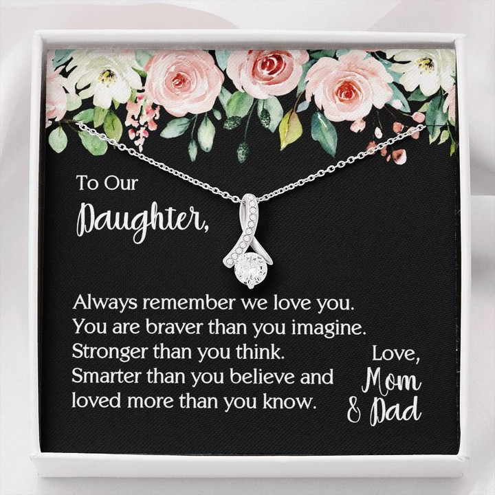 Mom And Dad Gift For Daughter You Are Smarter Than You Believe 14k White Gold Alluring Beauty Necklace