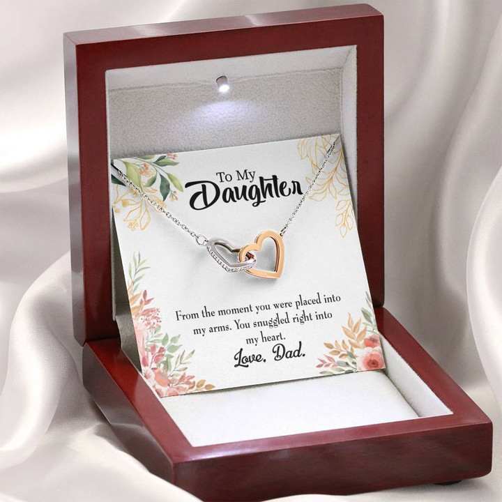 You Were Placed Into My Arms Dad Gift For Daughter Interlocking Hearts Necklace
