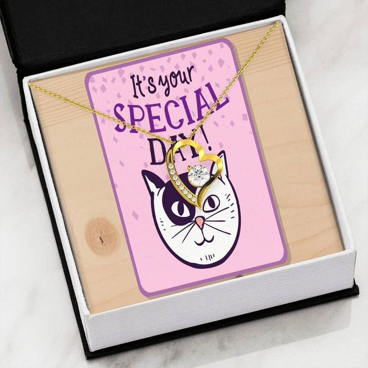 It's Your Special Day Cat 18K Gold Forever Love Necklace Gift For Women Forever Love Necklace Forever Love Necklace