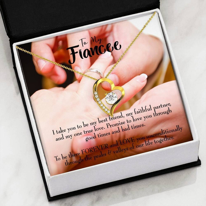 Love You Through Good Times And Hard Times Gift For Fiancee 18K Gold Forever Love Necklace