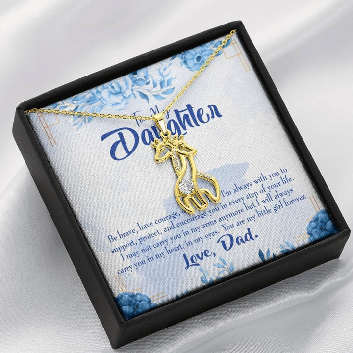 To My Daughter Always In Dad's Heart Giraffe Couple Necklace