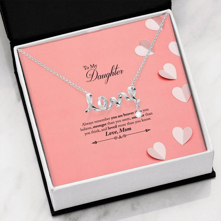 Loved More Than You Know Gift For Daughter Scripted Love Necklace