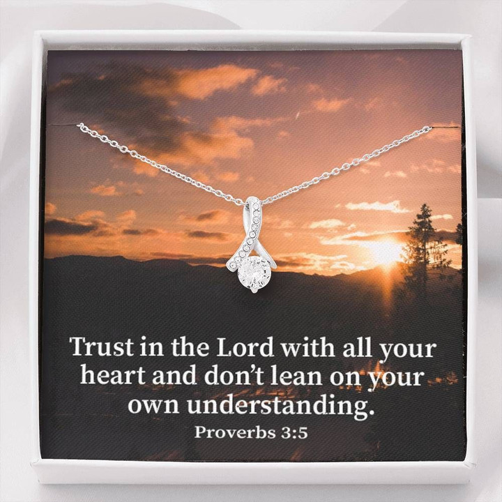 Trust In The Lord With Heart Inspirational Message Gift Alluring Beauty Necklace