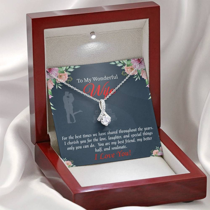 You Are Cherished Message Card Alluring Beauty Necklace Gift For Wife