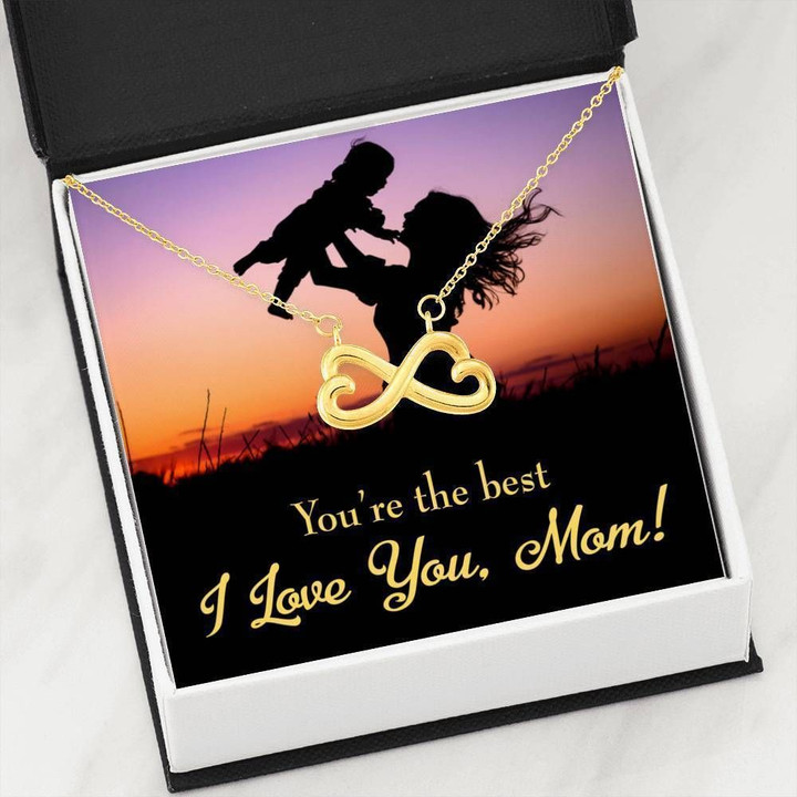 Mother Gift You Are The Best  Mom Infinity Heart Necklace