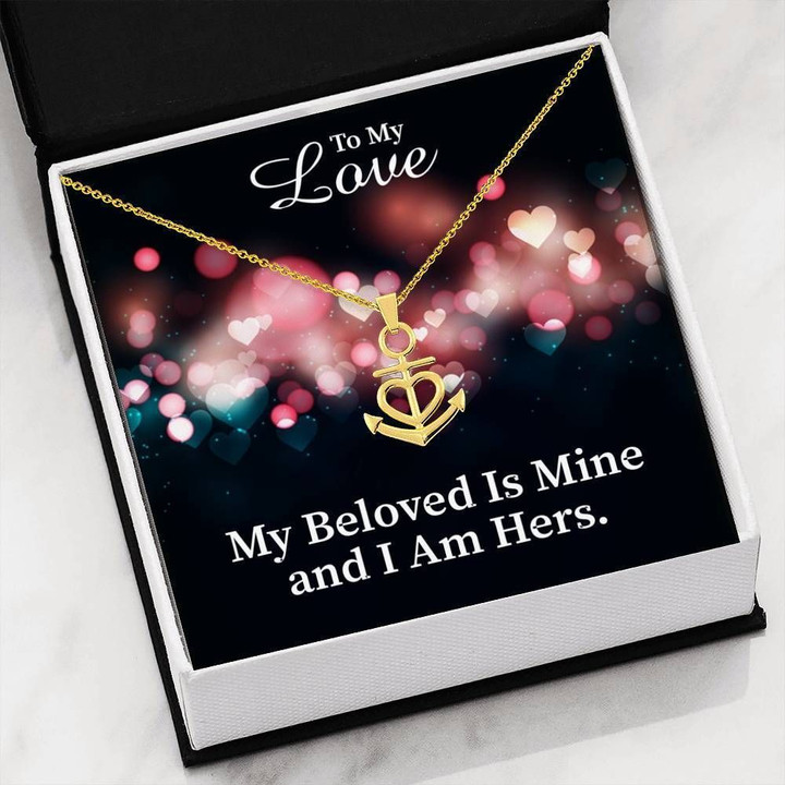 To My Love My Beloved Is Mine Anchor Necklace