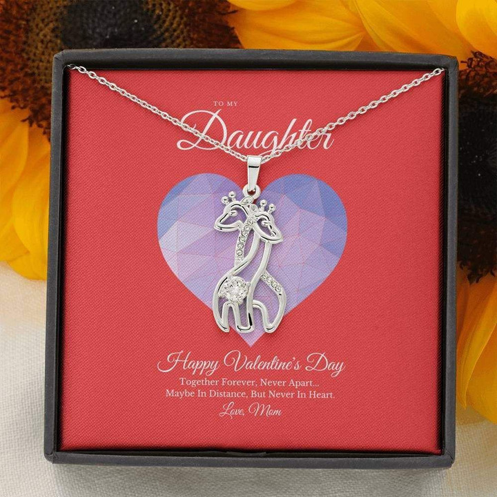 Happy Valentine's Day Together Forever Giraffe Couple Necklace Mom Gift For Daughter