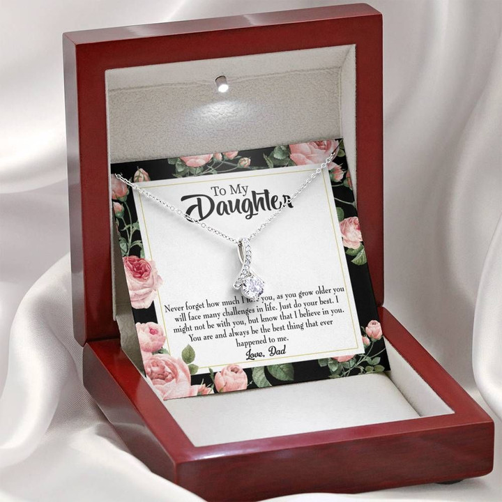 Never Forget How Much I Love You Gift For Daughter 14K White Gold Alluring Beauty Necklace