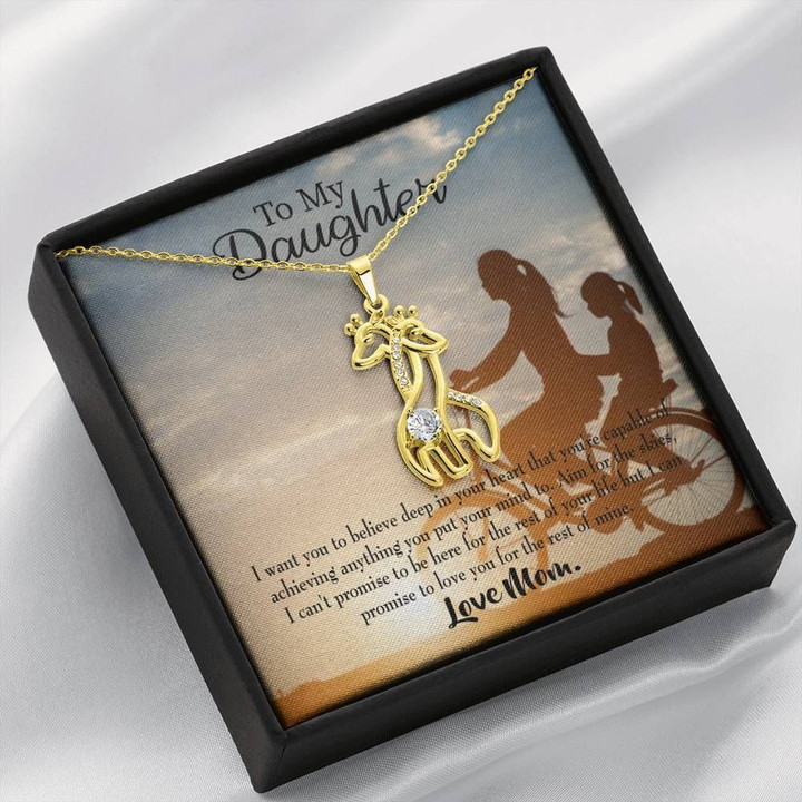 To My Daughter Believe Deep In Your Heart Giraffe Couple Necklace