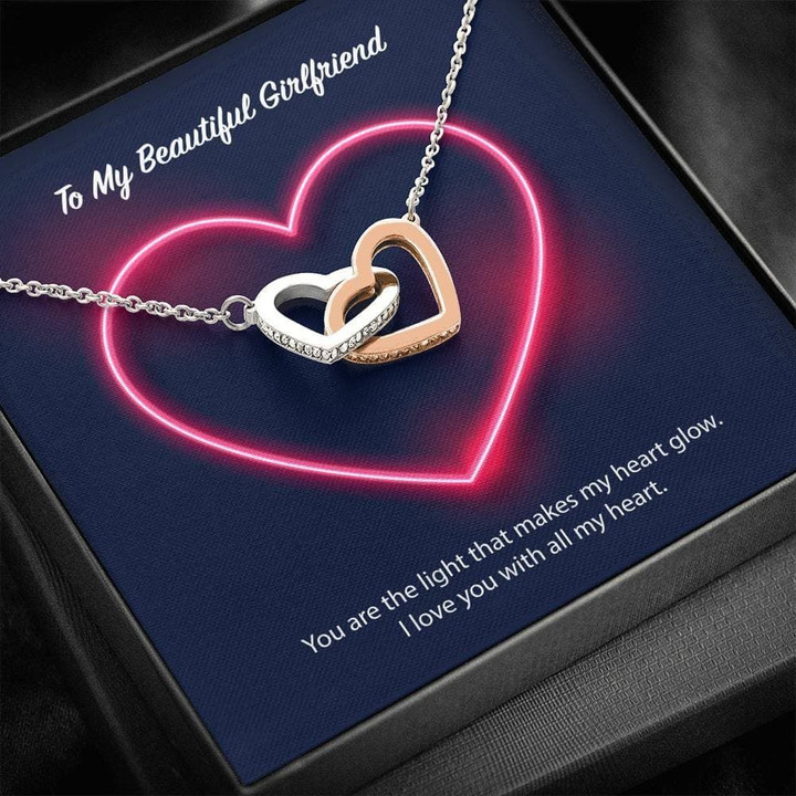 Interlocking Hearts Necklace Gift For Love Neon Heart Love You