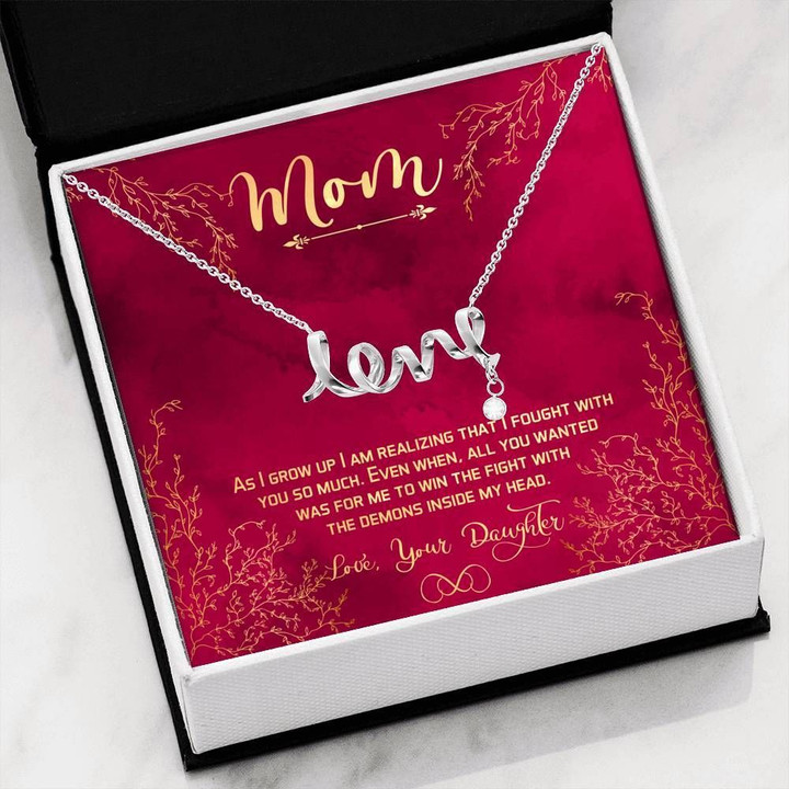 Thank You Mom For Helping Me In Growing Up Gift For Mom Scripted Love Necklace