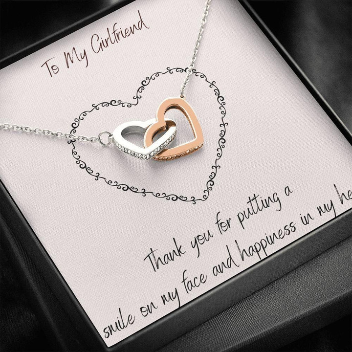 Thank For Putting A Smile On My Face Interlocking Hearts Necklace Gift For Hers