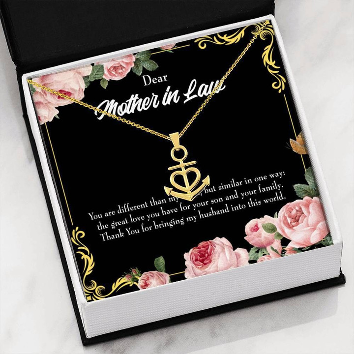 Thanks For Bringing My Husband Into This World Gift For Mother In Law Anchor Necklace