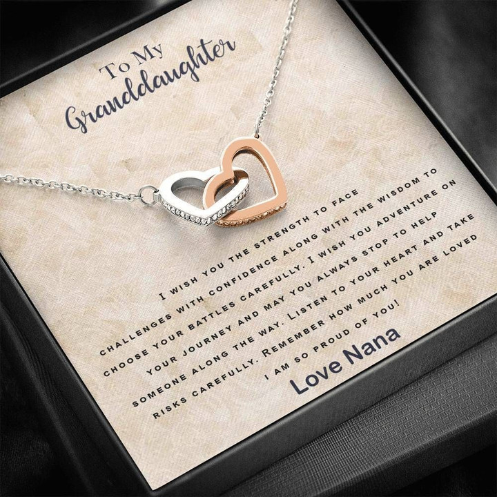Nana Gift for Granddaughter I Am So Proud Of You Interlocking Hearts Necklace