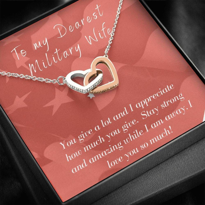 Interlocking Hearts Necklace Gift For Military Wife While I Am Away