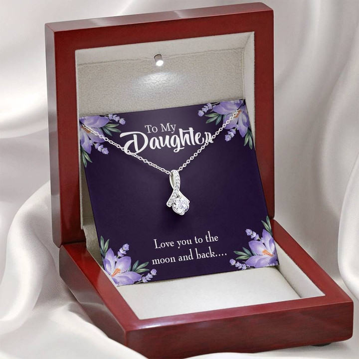 Message Card Alluring Beauty Necklace Gift For Daughter Love To The Moon
