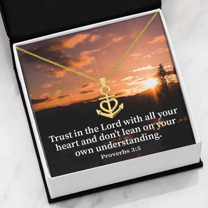 Trust In The Lord Message Card Anchor Necklace Gift For Women