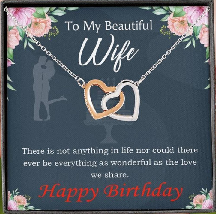 Wife Love Card Everything Is Wonderful Wife Gift Interlocking Hearts Necklace