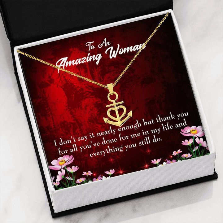 To Amazing Woman Thank You For All Anchor Necklace