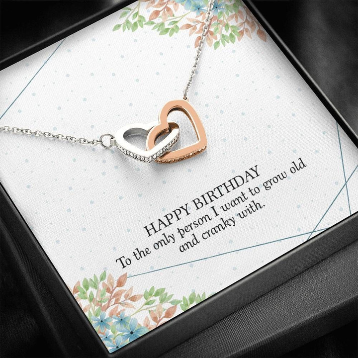 Interlocking Hearts Necklace Birthday Gift For Wife Who I Want To Grow Old