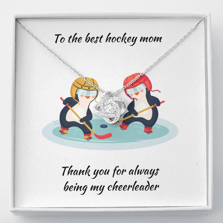 Thank You For Always Being My Cheerleader Gift For Hockey Mom Love Knot Necklace