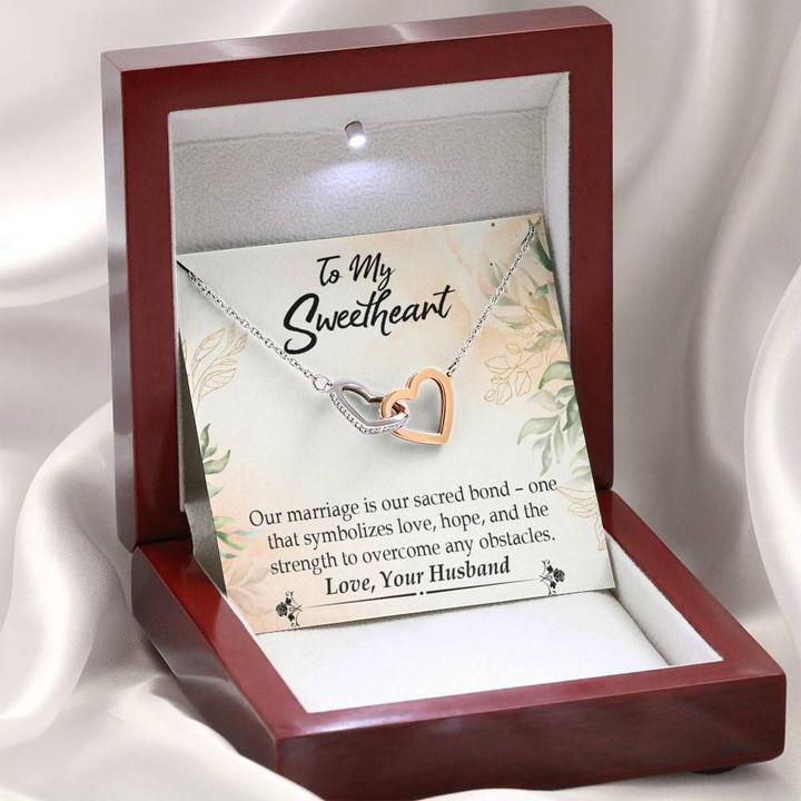 Our Marriage Is Our Sacred Bond Gift For Wife Interlocking Hearts Necklace