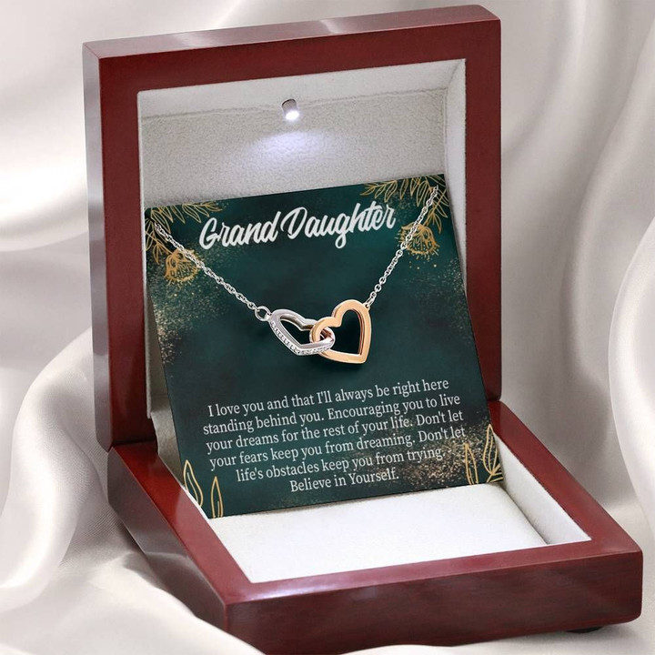 Interlocking Hearts Necklace Gift For Granddaughter Believe In Yourself