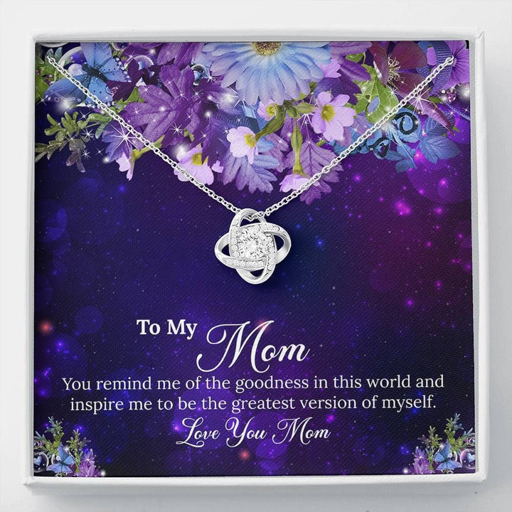 Love You Mom Purple Galaxy Gift For Mom Love Knot Necklace