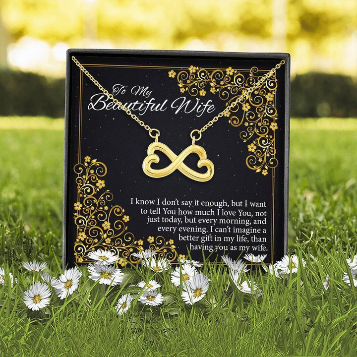 Love You Till The End Of Time Gift For Wife 18K Gold Infinity Heart Necklace