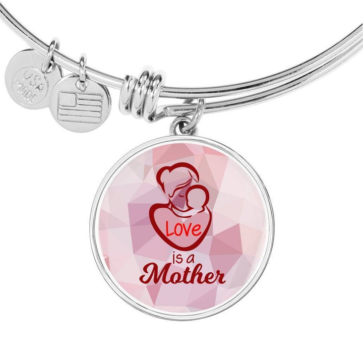 Love Is A Mother Circle Pendant Bracelet Bangle Gift For Women