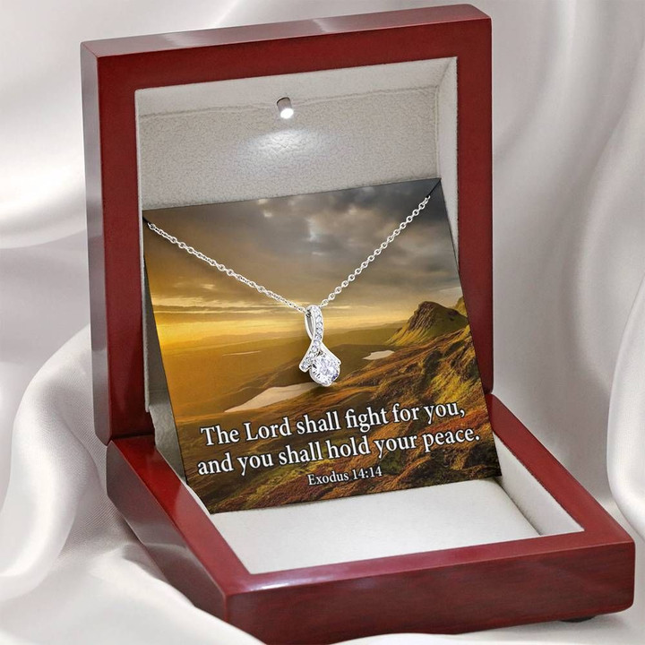 The Lord Shall Fight For You Inspirational Message Alluring Beauty Necklace