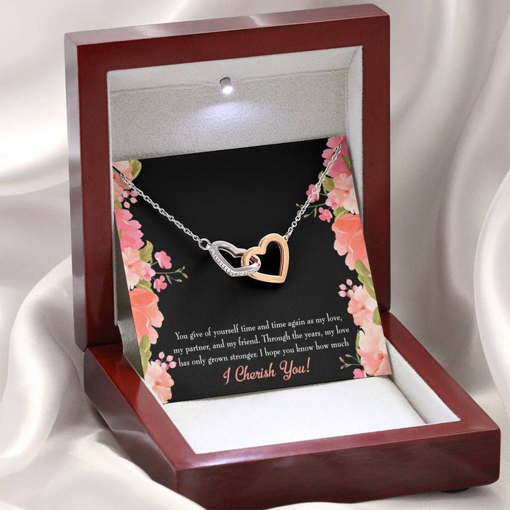You Give Of Yourself Time Interlocking Hearts Necklace Gift For Wife
