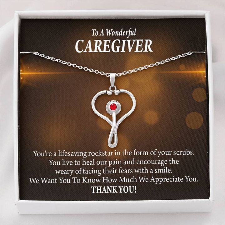 Necklace Gift For Caregiver Lifesaving Rockstar Stethoscope Necklace