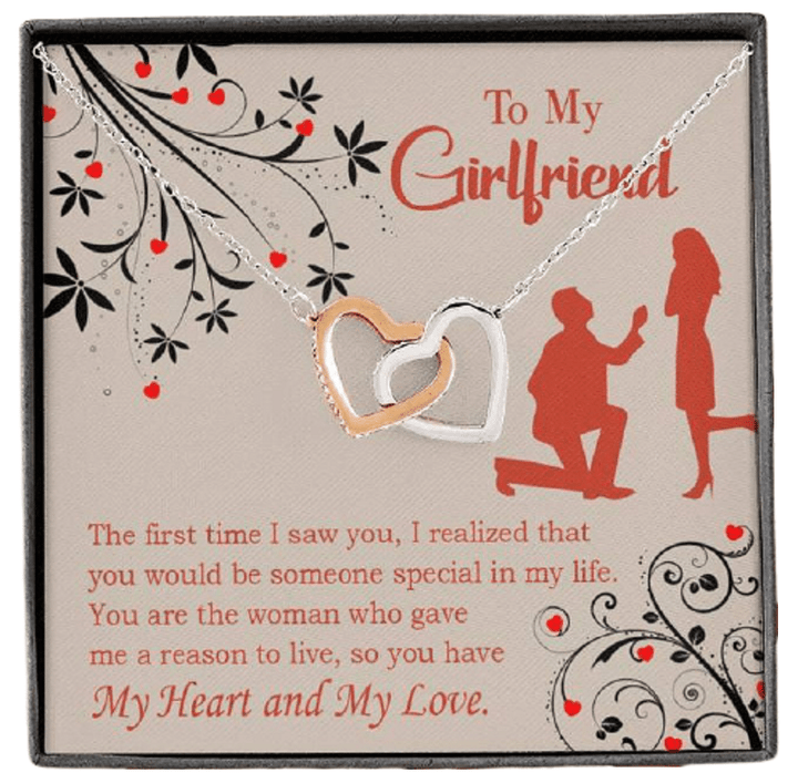 You Have My Heart And My Love Gift For Girlfriend Interlocking Hearts Necklace