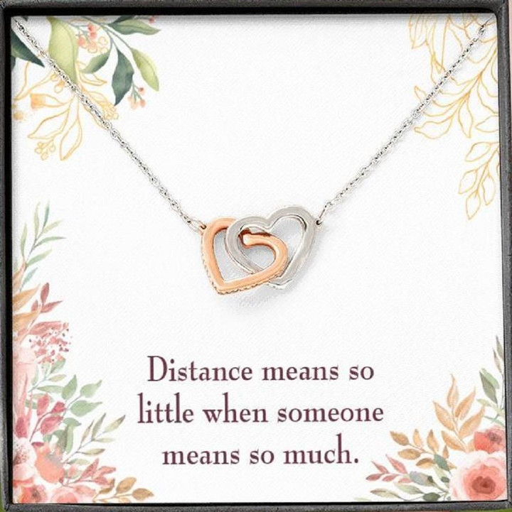 Interlocking Hearts Necklace Gift For Hers Distance Means So Little