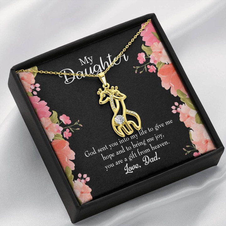 God Sent You Into My Life To Give Me Hope Dad Gift For Daughter Giraffe Couple Necklace