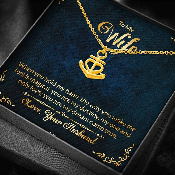 You Are My Dream Come True Gift For Wife 18K Gold Anchor Necklace