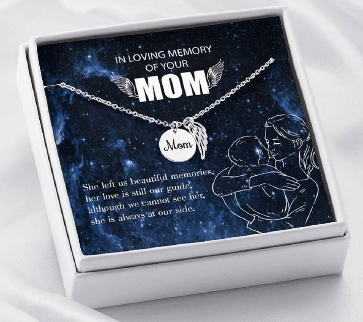 She Is Always At Our Side Gift For Angel Mom Remembrance Angel Wing Necklace